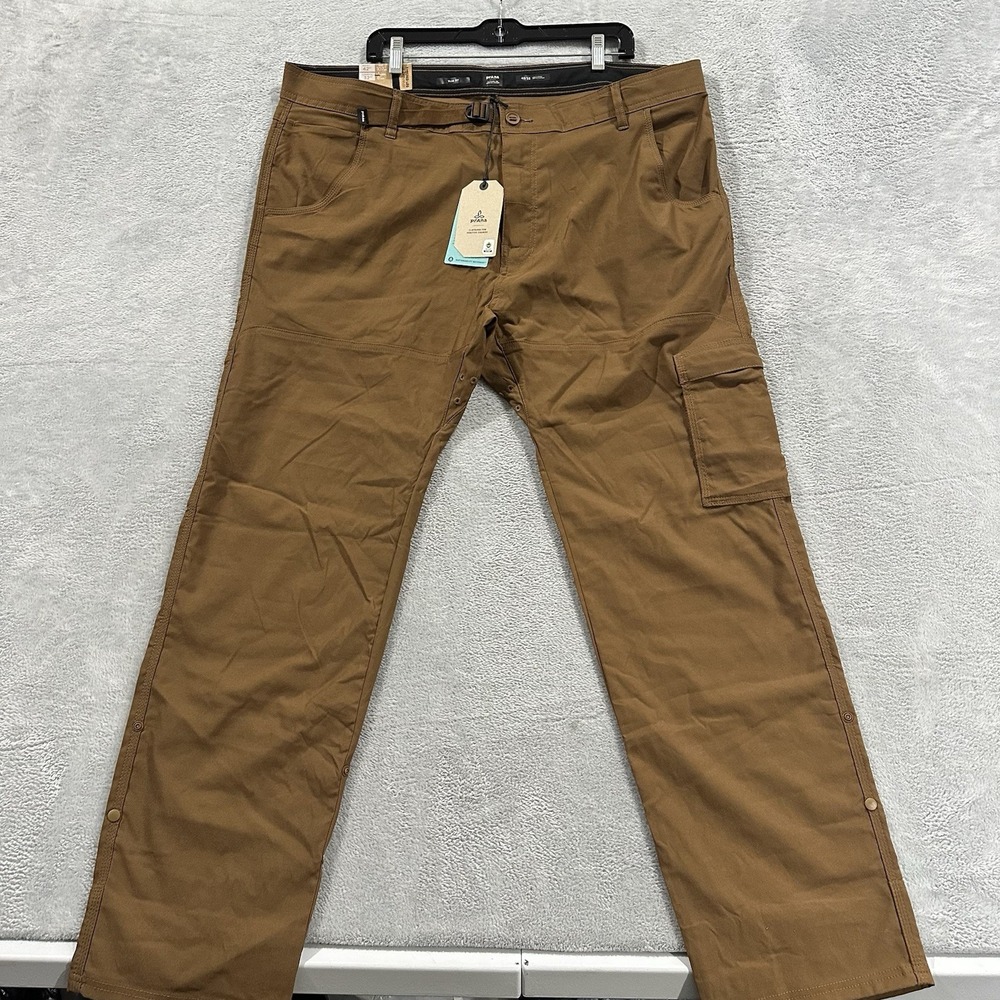 prAna Stretch Zion Pants II Men's 42x32 Relaxed Tapered Leg Roll Up Brown NWT